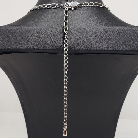 Vintage Blue Turquoise Silver Oval Necklace Adjustable - Picture 4 of 6